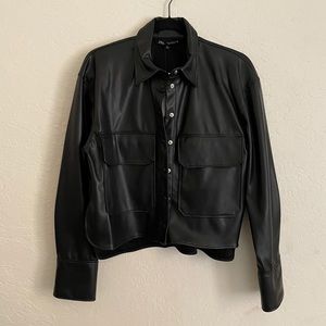 Women’s Zara cropped leather top
